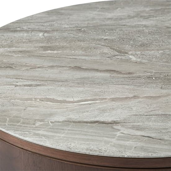 Wyatt Wooden Coffee Table Circular With Marble Effect Glass Top_2