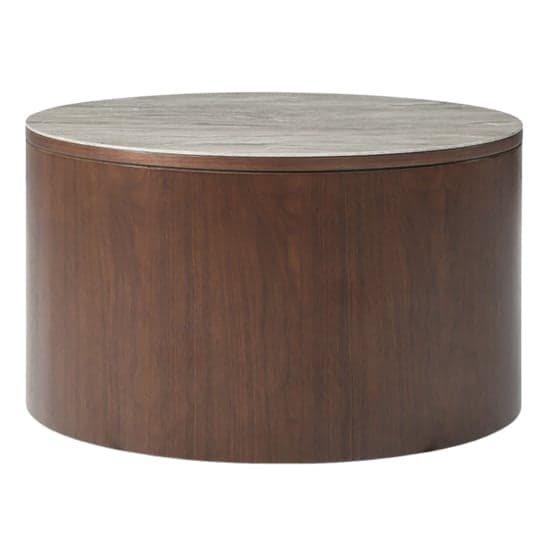 Wyatt Wooden Coffee Table Circular With Marble Effect Glass Top_1
