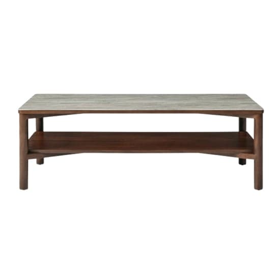 Wyatt Wooden Coffee Table And Shelf With Marble Effect Glass Top_2