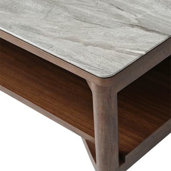 Wyatt Wooden Coffee Table And Shelf With Marble Effect Glass Top_3