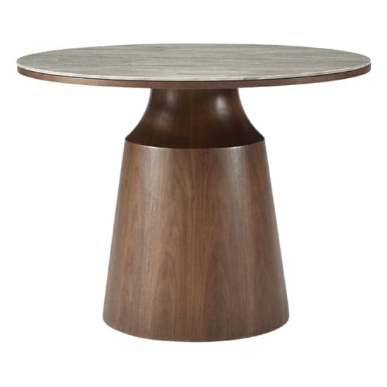 Wyatt Wooden Dining Table Circular With Marble Effect Glass Top_1