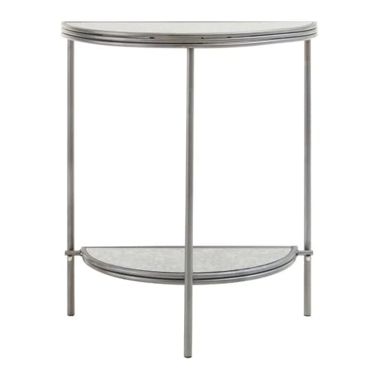 Xaria Mirrored Console Table Semi Circle In Distressed Effect_1