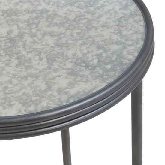 Xaria Mirrored Side Table Round In Distressed Effect_3