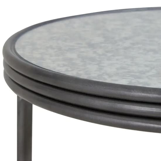 Xaria Mirrored Side Table Round In Distressed Effect_5