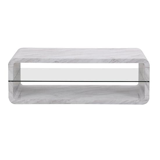 Xono High Gloss Coffee Table With Shelf In Magnesia Marble Effect_3