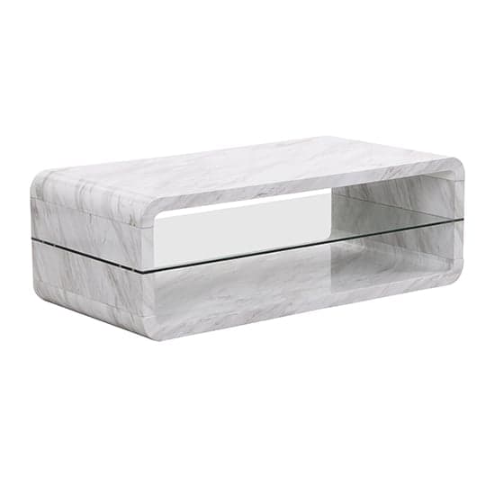 Xono High Gloss Coffee Table With Shelf In Magnesia Marble Effect_5