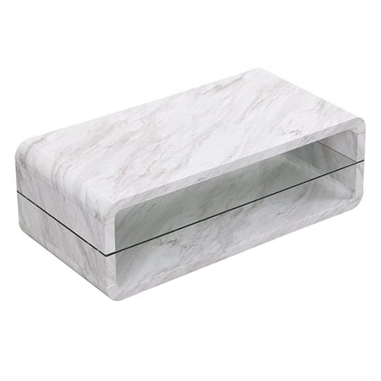 Xono High Gloss Coffee Table With Shelf In Magnesia Marble Effect_6