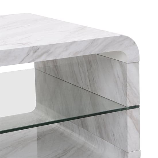 Xono High Gloss Coffee Table With Shelf In Magnesia Marble Effect_8
