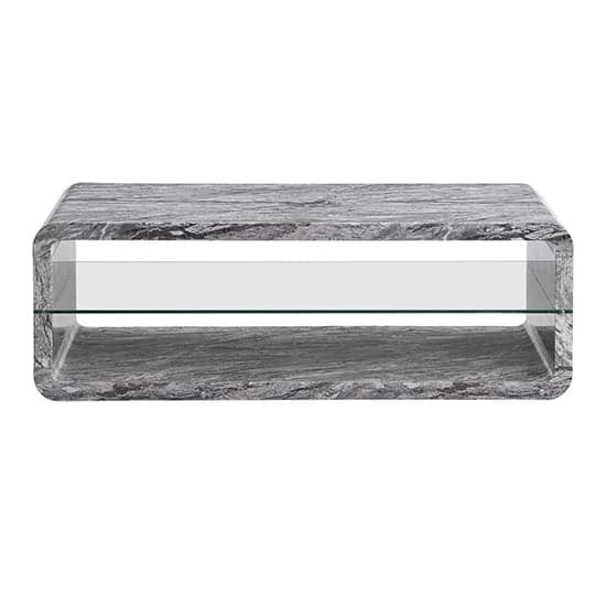 Xono High Gloss Coffee Table With Shelf In Melange Marble Effect_5