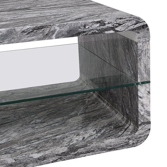 Xono High Gloss Coffee Table With Shelf In Melange Marble Effect_8