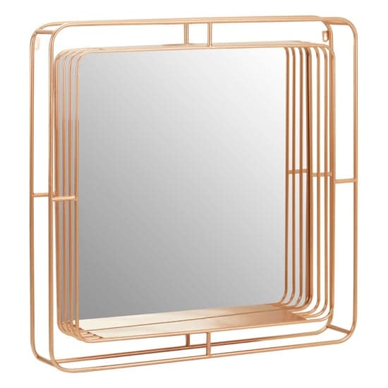 Xuange Square Wall Bedroom Mirror In Rose Gold Metal Frame_1