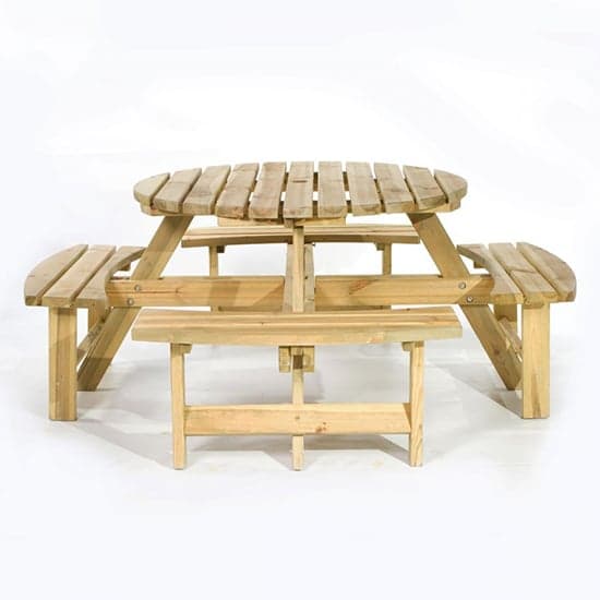 Yetta Timber Picnic Table With 8 Seater Benches In Green Pine_2