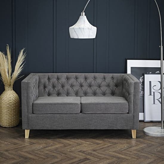 Yoking Chenille Fabric 2 Seater Sofa In Slate Grey