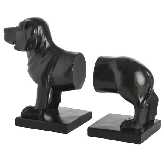 Yolky Bookend Dog Poly Sculpture In Black_3