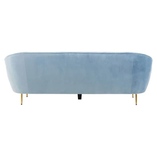 York Velvet 3 Seater Sofa In Aqua Blue With Gold Metal Legs_4