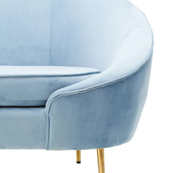 York Velvet 3 Seater Sofa In Aqua Blue With Gold Metal Legs_5