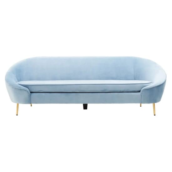 York Velvet 3 Seater Sofa In Aqua Blue With Gold Metal Legs_1