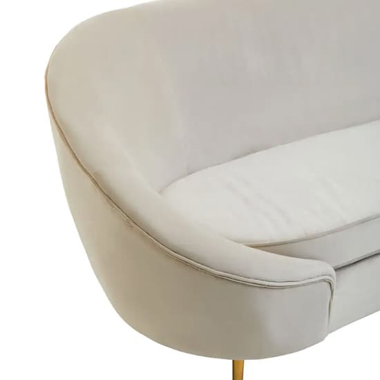 York Velvet 3 Seater Sofa In Beige With Gold Metal Legs_6