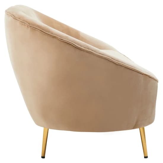 York Velvet 3 Seater Sofa In Mink With Gold Metal Legs_3