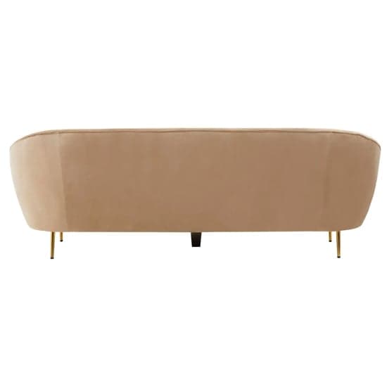 York Velvet 3 Seater Sofa In Mink With Gold Metal Legs_4
