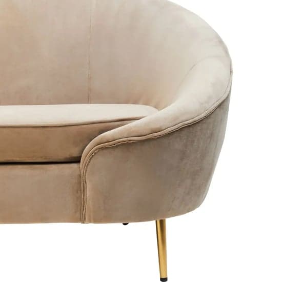 York Velvet 3 Seater Sofa In Mink With Gold Metal Legs_5