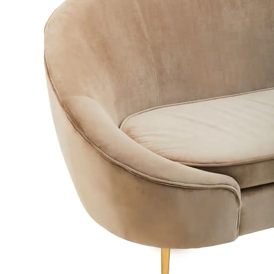 York Velvet 3 Seater Sofa In Mink With Gold Metal Legs_6