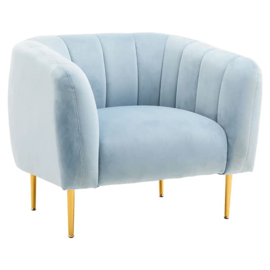 York Velvet Armchair In Blue With Gold Metal Legs_2