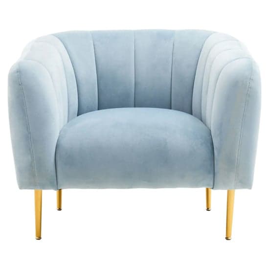 York Velvet Armchair In Blue With Gold Metal Legs_1