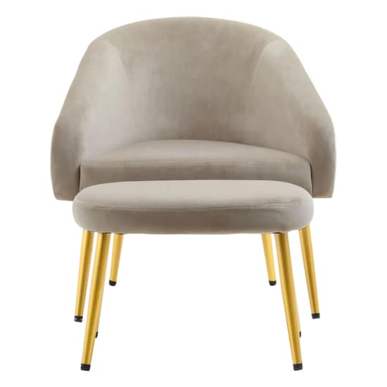 York Velvet Armchair Chair And Footstool In Mink_2