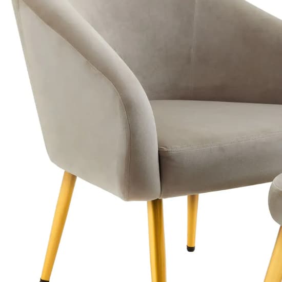 York Velvet Armchair Chair And Footstool In Mink_5