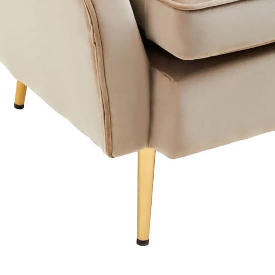 York Velvet Armchair In Mink With Gold Metallic Legs_7