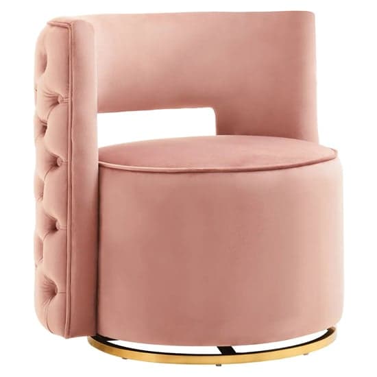 York Velvet Swivel Bedroom Chair In Pink_2