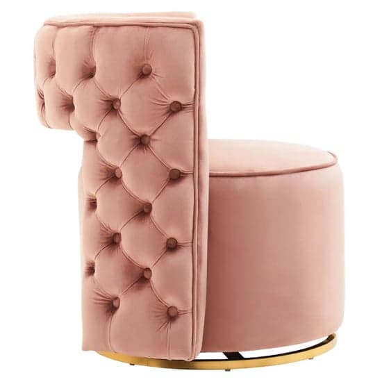 York Velvet Swivel Bedroom Chair In Pink_3