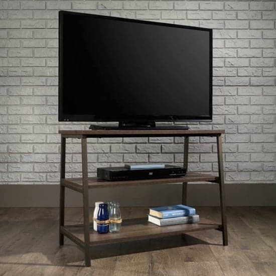 Yuma Industrial Wooden TV Stand With 2 Shelves In Smoked Oak_1