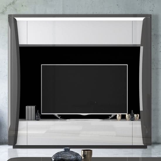 Zaire Gloss Entertainment Unit In White And Grey With LED_1