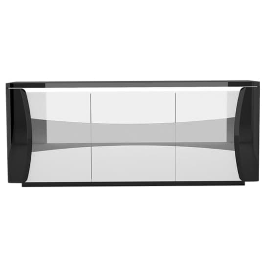 Zaire LED Sideboard In Black And White High Gloss With 3 Doors_3