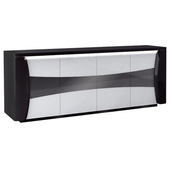 Zaire LED Sideboard In Black And White High Gloss With 4 Doors_1