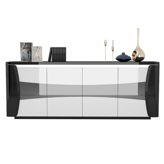 Zaire LED Sideboard In Black And White High Gloss With 4 Doors_2