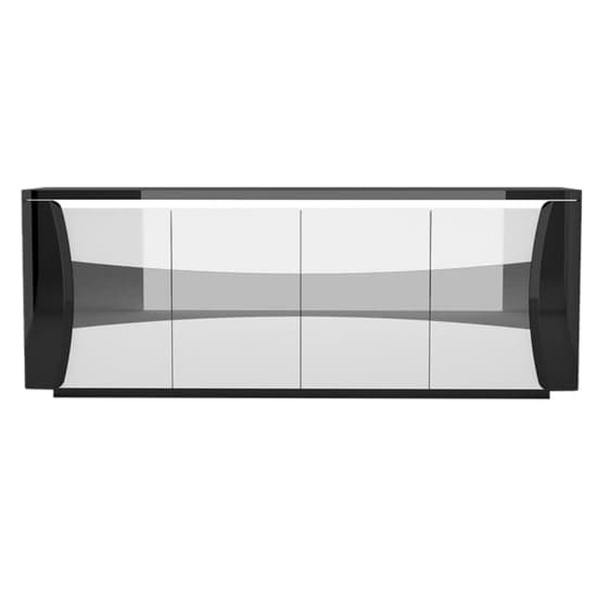 Zaire LED Sideboard In Black And White High Gloss With 4 Doors_3
