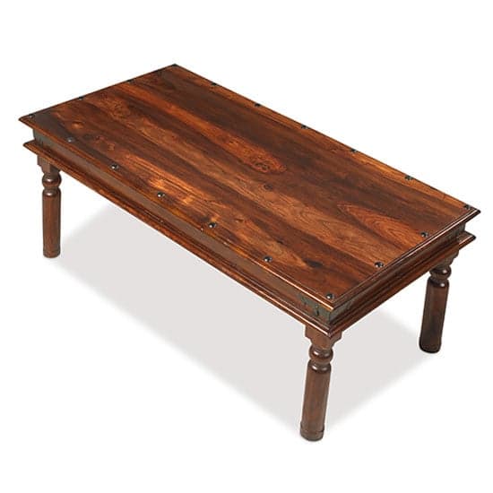 Zander 110cm Wooden Coffee Table In Sheesham With Round Legs_2
