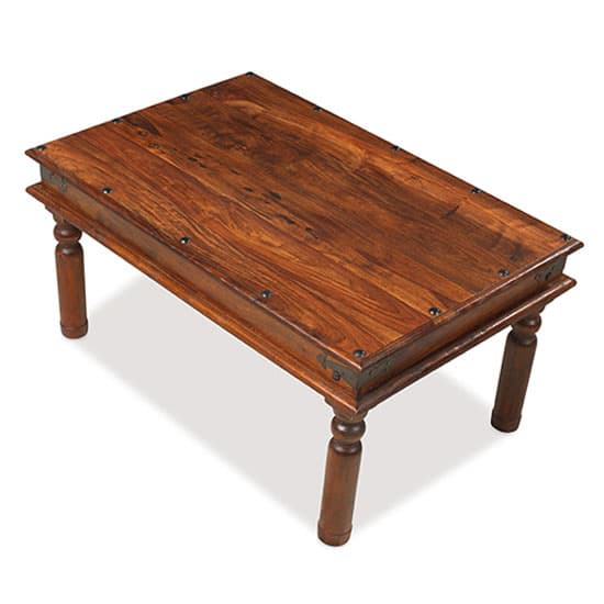 Zander 90cm Wooden Coffee Table In Sheesham With Round Legs_2