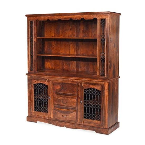 Zander Wooden Display Cabinet In Sheesham Hardwood With 2 Doors_1