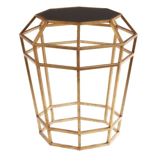Zaria Drum Shaped Glass Top Side Table With Gold Frame_2
