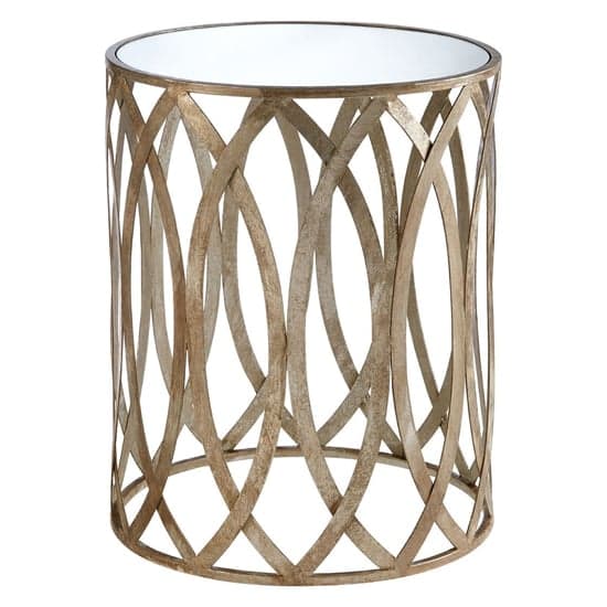 Zaria Round Glass Side Table With Leaf Design Silver Frame_1
