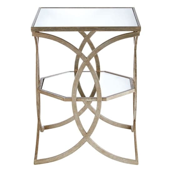 Zaria Square Glass Side Table With Cross Design Silver Frame_2