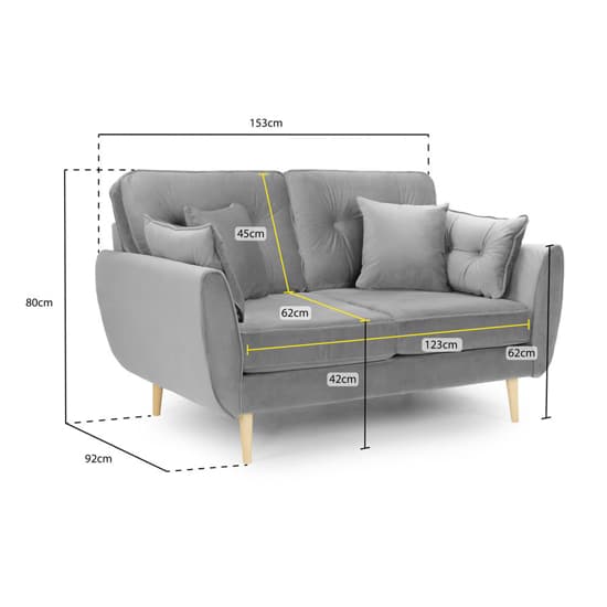 Zincate Fabric 2 Seater Sofa In Grey_6