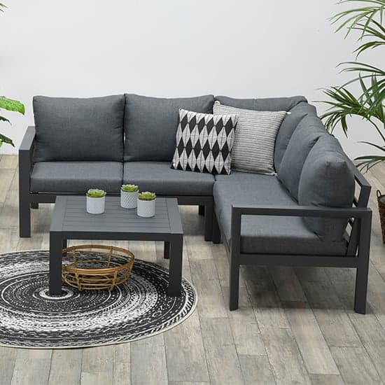 Zeal Outdoor Fabric Corner Sofa And Coffee Table In Mystic Grey_2