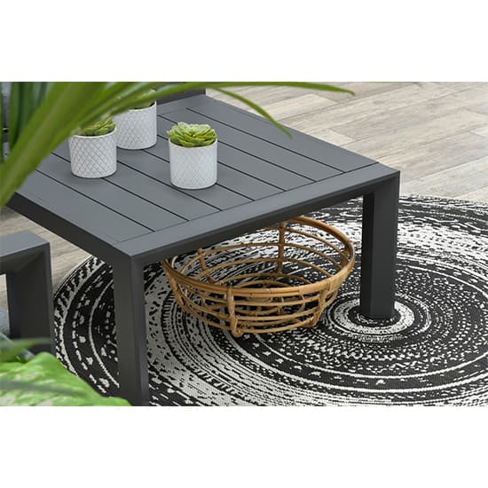 Zeal Outdoor Fabric Corner Sofa And Coffee Table In Mystic Grey