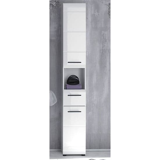 Zenith Bathroom Storage Unit In White With High Gloss Fronts_1