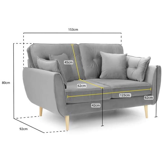 Zincate Fabric 2 Seater Sofa In Grey_5